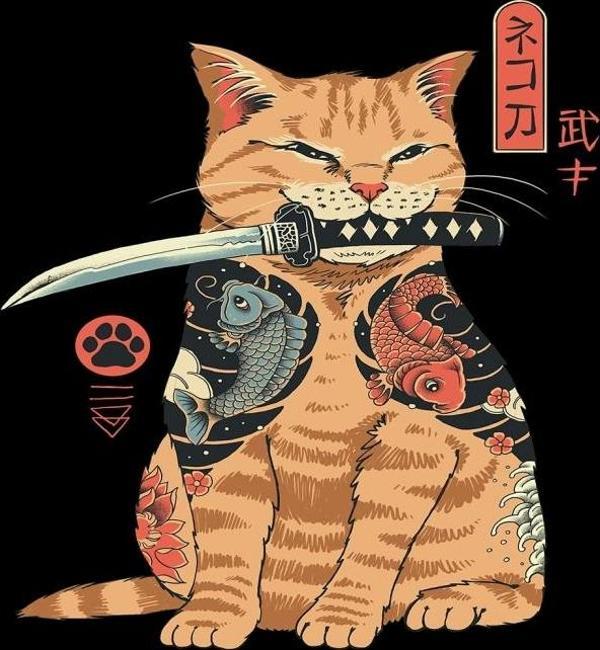 Canvas Savaşcı Kedi Sayılarla Boyama Seti  Kasnaklı 90 x 110 cm - Image 1