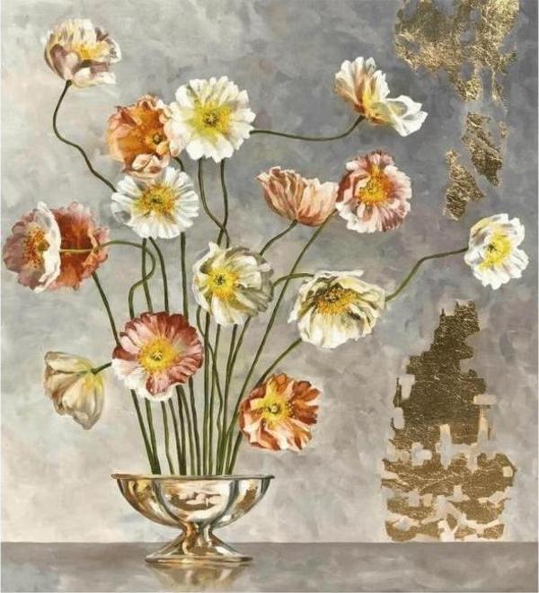 Canvas Zarif Çiçekler Sayılarla Boyama Seti  Kasnaklı 100 x 140 cm - Image 1