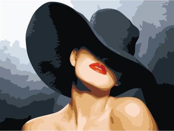 Canvas Şapkalı Güzel Sayılarla Boyama Seti  Kasnaklı 40 x 50 cm - Image 1