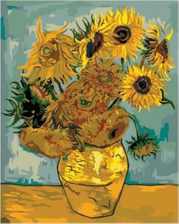Canvas Van Gogh Ayçiçekleri Sayılarla Boyama Seti  Kasnaklı 60 x 75 cm - Image 1