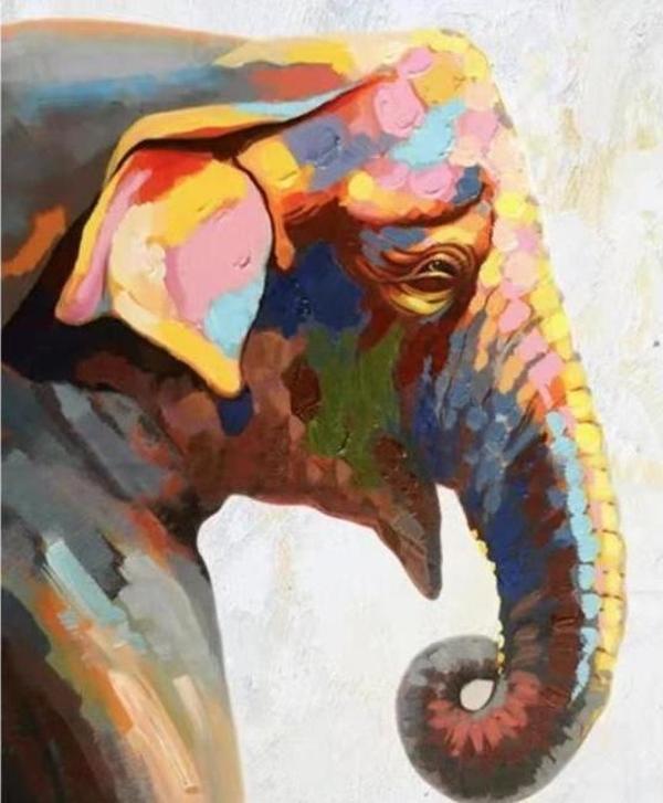 Canvas Yaşlı Fil Sayılarla Boyama Seti  Kasnaklı 90 x 110 cm - Image 1