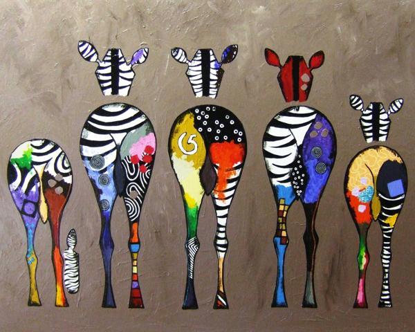 Canvas Zebra Ailesi Sayılarla Boyama Seti Kasnaklı 50 x 65 cm - Image 1