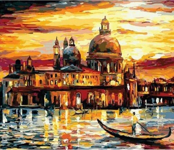 Canvas Venedik Gezisi 2 Sayılarla Boyama Seti  Kasnaklı 100 x 140 cm - Image 1