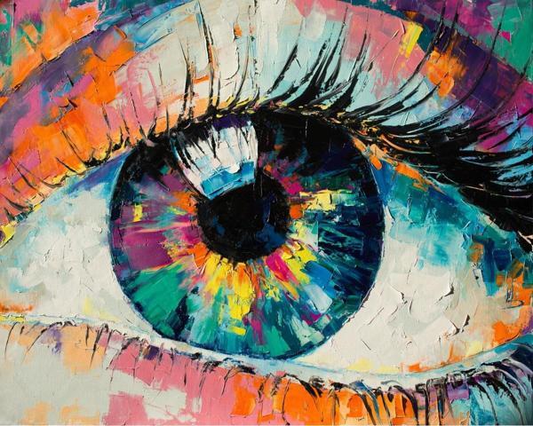 Canvas Renkli Göz Sayılarla Boyama Seti   Kasnaklı 70 x 90 cm - Image 1