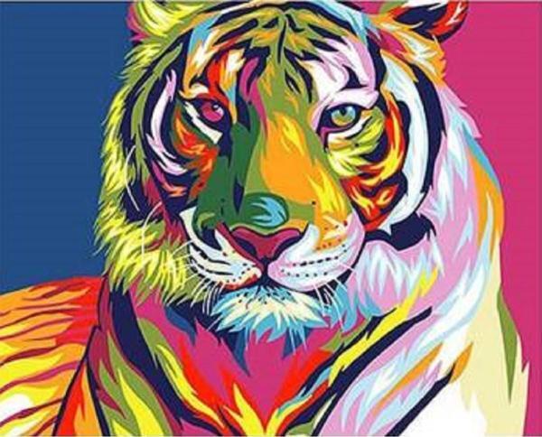 Canvas Kaplan Sayılarla Boyama Seti   Kasnaklı 100 x 140 cm - Image 1