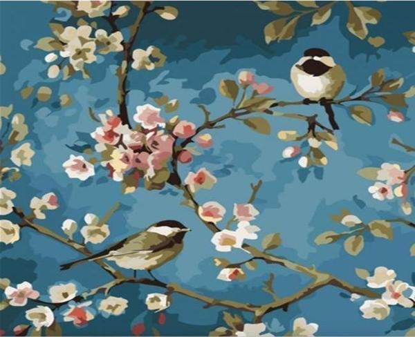 Canvas Daldaki Kuşlar 3 Sayılarla Boyama Seti  Kasnaklı 50 x 65 cm - Image 1
