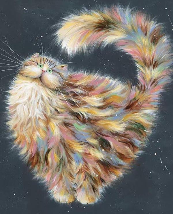 Canvas Şaşkın Kedi Sayılarla Boyama Seti Kasnaklı 70 x 90 cm - Image 1