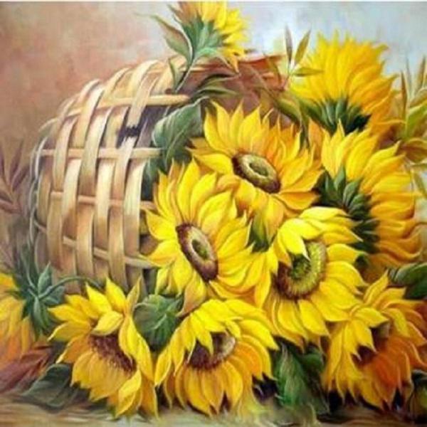 Canvas Sepette Çiçek Sayılarla Boyama Seti   Kasnaklı 60 x 75 cm - Image 1