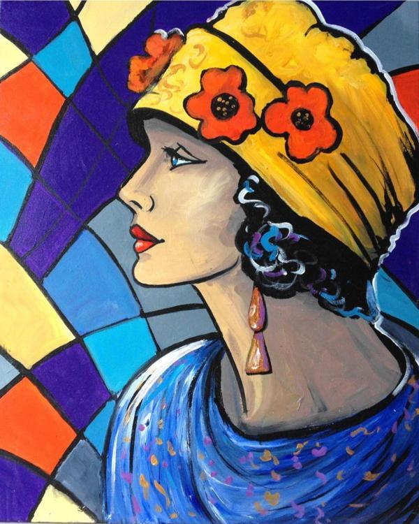 Canvas Sarı Şapkalı Sayılarla Boyama Seti   Kasnaklı 90 x 110 cm - Image 1