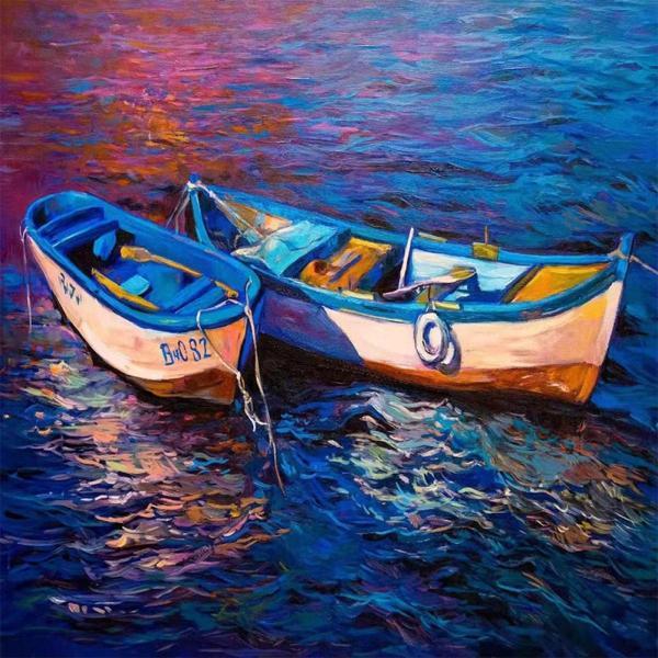 Canvas 2 Kayık Sayılarla Boyama Seti   Kasnaklı 40 x 50 cm - Image 1