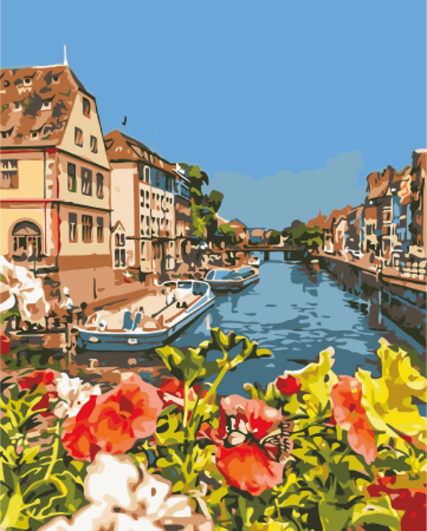 Canvas Kanal Çiçekleri Sayılarla Boyama Seti  Kasnaklı 50 x 65 cm - Image 1