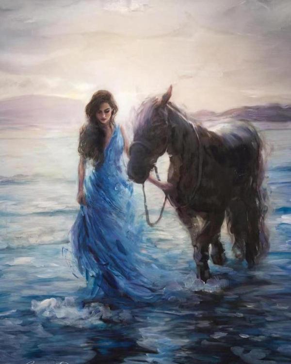 Canvas Mavi Hayaller Sayılarla Boyama Seti   Kasnaklı 40 x 50 cm - Image 1