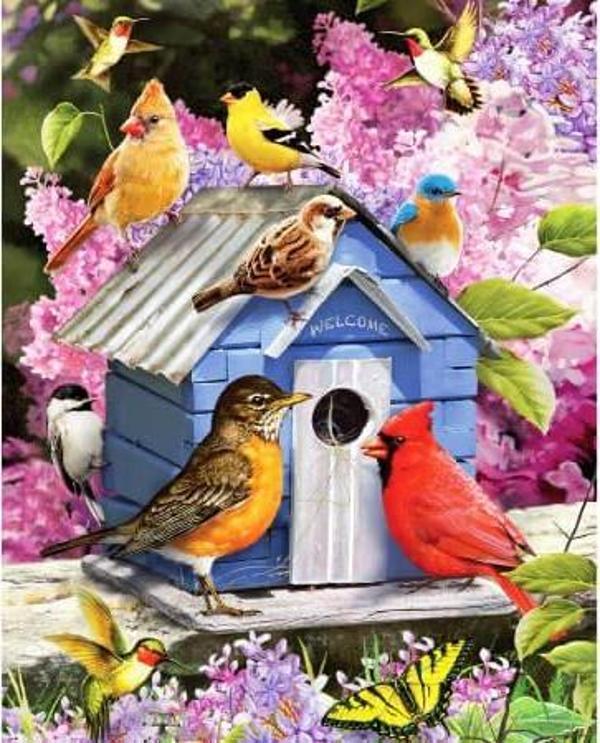 Canvas Kuşların Evi Sayılarla Boyama Seti  Kasnaklı 70 x 90 cm - Image 1