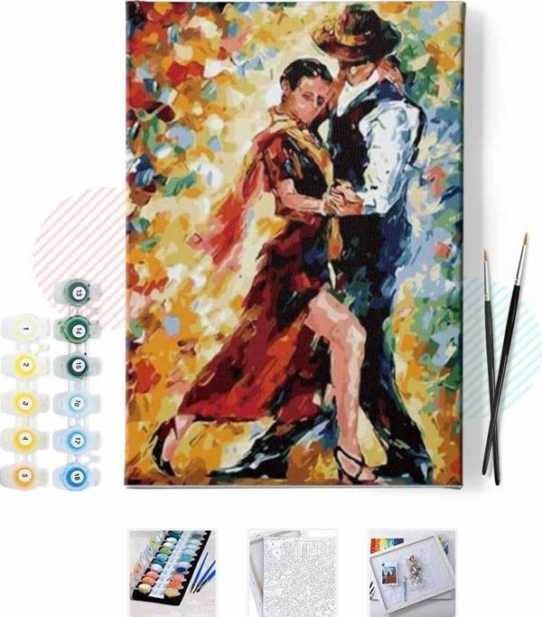 Canvas Tango Aşkı Sayılarla Boyama Seti  Kasnaklı 50 x 65 cm - Image 1