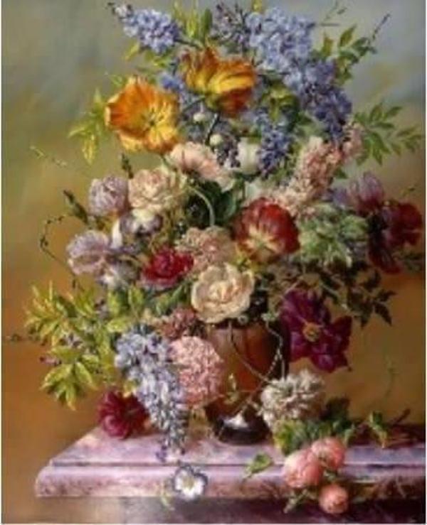 Canvas Çiçekler Sayılarla Boyama Seti  Kasnaklı 100 x 140 cm - Image 1