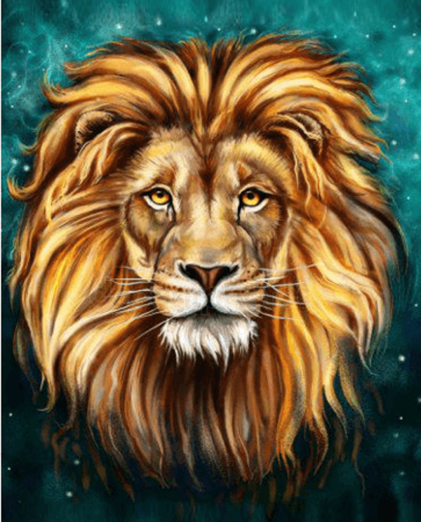 Canvas Tek Aslan Sayılarla Boyama Seti  Kasnaklı 90 x 110 cm - Image 1