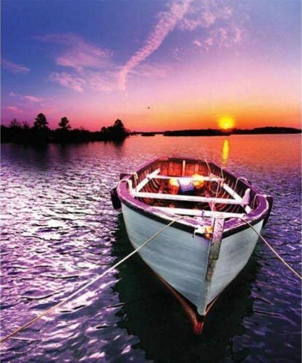 Canvas Gün Batımı Sayılarla Boyama Seti  Kasnaklı 100 x 140 cm - Image 1