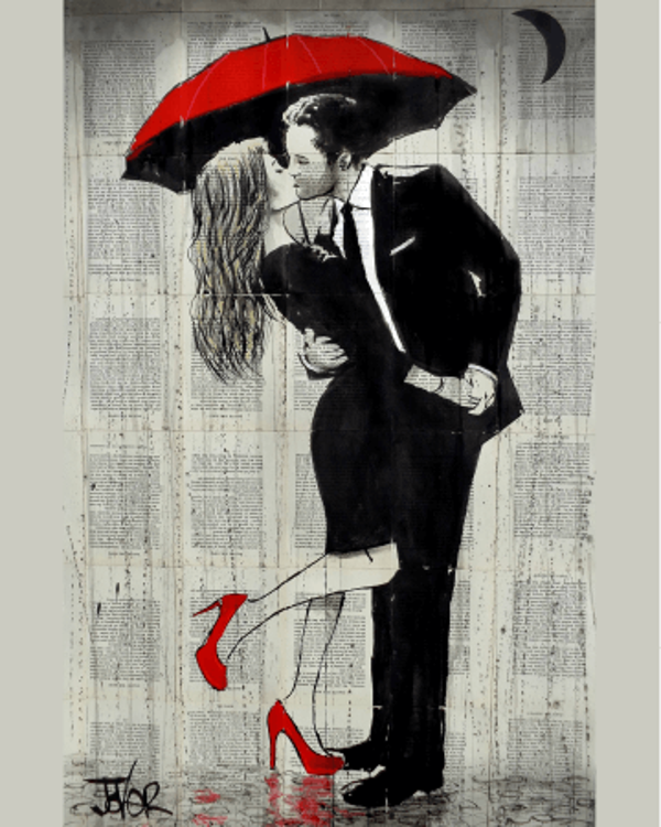 Canvas Romantik Şemsiye Anısı 4 Sayılarla Boyama Seti  Kasnaklı 60 x 75 cm - Image 1
