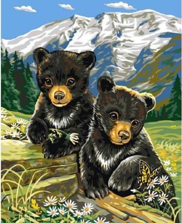Canvas Ayıcıklar Sayılarla Boyama Seti  Kasnaklı 70 x 90 cm - Image 1