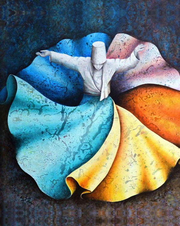 Canvas Özden Öze Mevlana Sayılarla Boyama Seti Kasnaklı 40 x 50 cm - Image 1