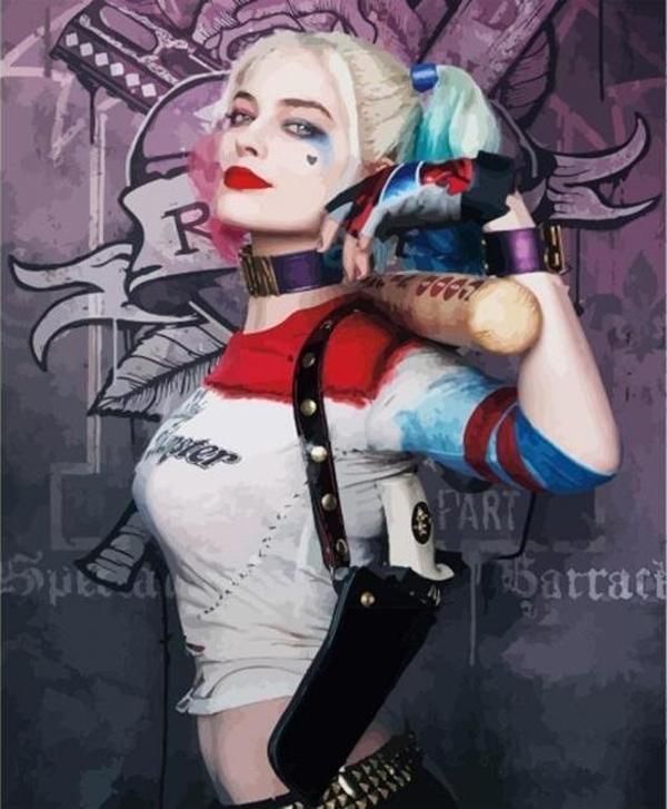 Canvas Harley Quinn 2 Sayılarla Boyama Seti  Kasnaklı 50 x 65 cm - Image 1