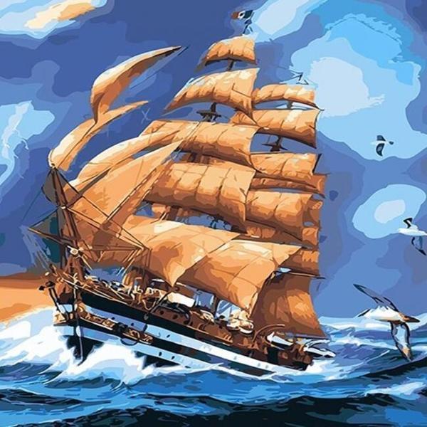 Canvas Seyir Defteri Sayıarla Boyama Seti  Kasnaklı 40 x 50 cm - Image 1