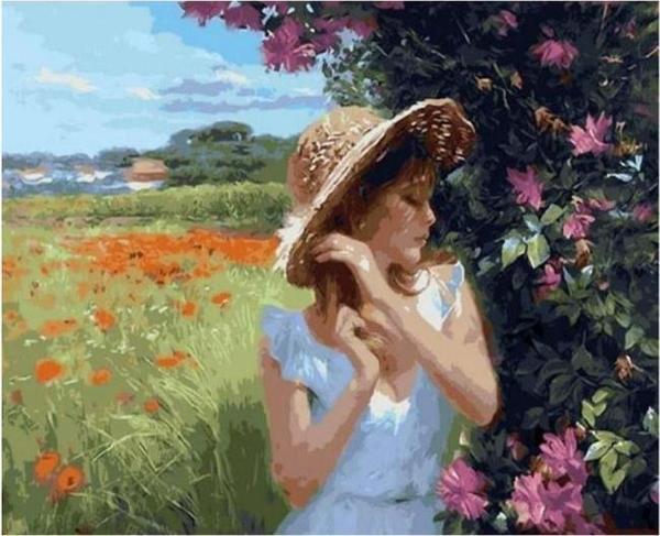 Canvas Kır Güzeli Sayılarla Boyama Seti  Kasnaklı 70 x 90 cm - Image 1