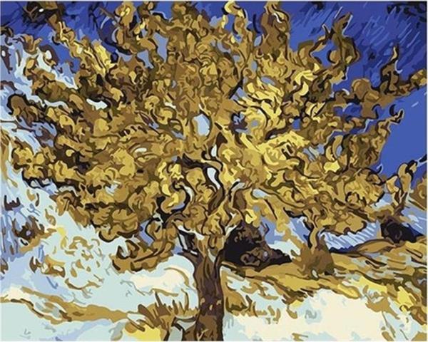 Canvas Van Gogh Ağaç Sayılarla Boyama Seti   Kasnaklı 70 x 90 cm - Image 1