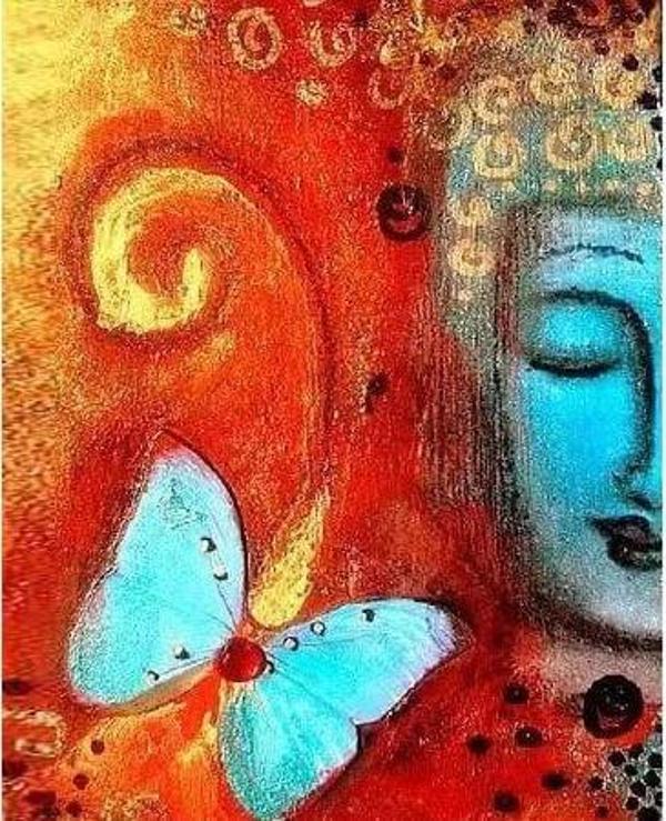 Canvas Budizm Felsefesi Sayılarla Boyama Seti  Kasnaklı 90 x 110 cm - Image 1