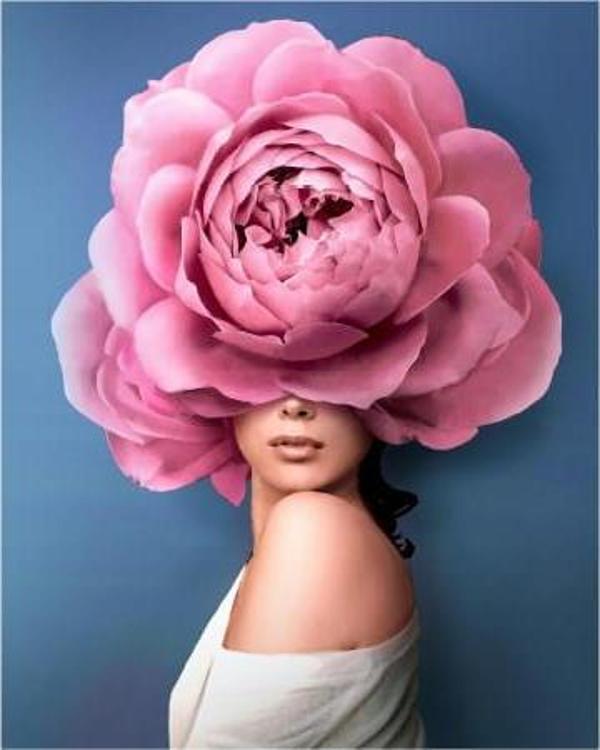 Canvas Çiçek Kadın 35 Sayılarla Boyama Seti  Kasnaklı 50 x 65 cm - Image 1