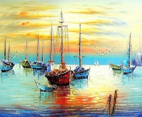 Canvas Yelken Sayılarla Boyama Seti  Kasnaklı 90 x 110 cm - Image 1