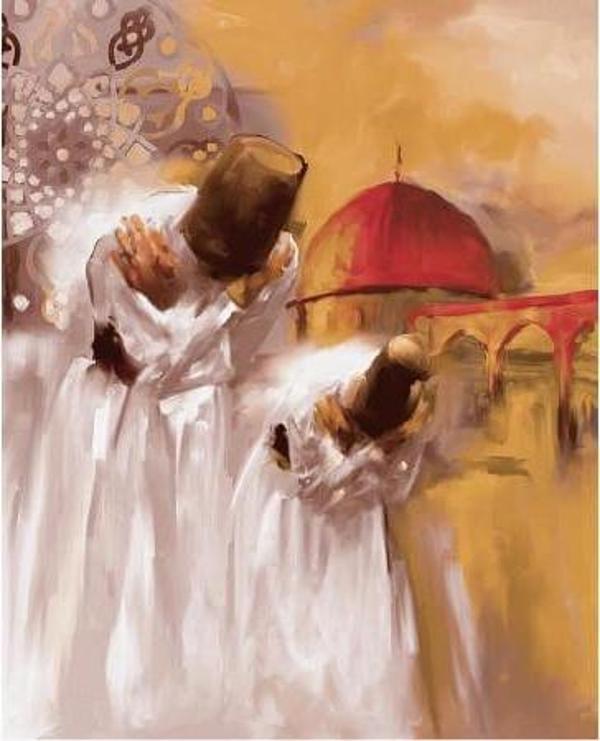 Canvas Ermiş Mevleviler Sayılarla Boyama Seti  Kasnaklı 70 x 90 cm - Image 1