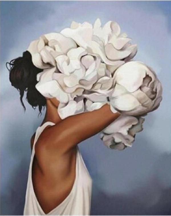 Canvas Çiçeklenmek 4 Sayılarla Boyama Seti   Kasnaklı 70 x 90 cm - Image 1