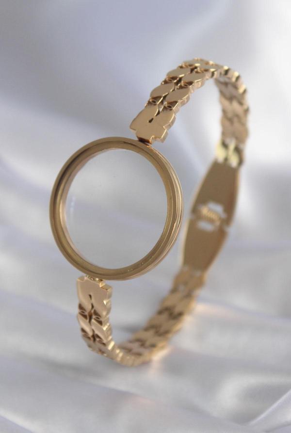 316L Çelik Gold Renk Arpa İşleme Açılabilir Fanus Model Kadın Kelepçe - Image 1