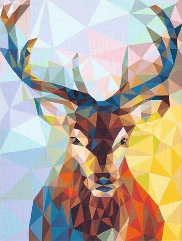 Canvas Mozaik Geyik Sayılarla Boyama Seti  Kasnaklı 40 x 50 cm - Image 1