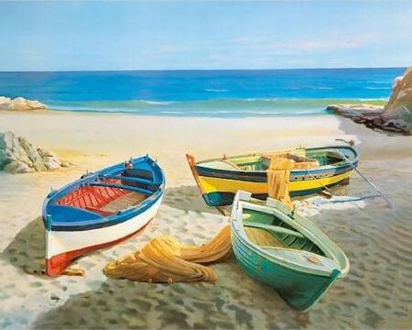 Canvas Kumsalda Sandallar Sayılarla Boyama Seti  Kasnaklı 40 x 50 cm - Image 1