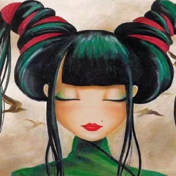 Canvas Japon Kızı Sayılarla Boyama Seti   Kasnaklı 70 x 90 cm - Image 1
