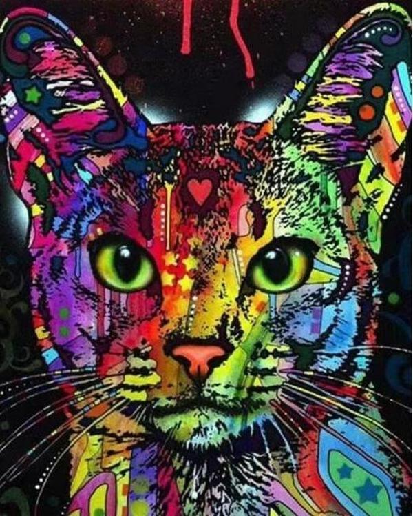 Canvas Renkli Kedi 3 Sayılarla Boyama Seti  Kasnaklı 100 x 140 cm - Image 1