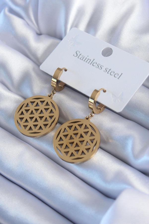 316L Çelik Gold Renk Lotus Model Kadın Küpe - Image 1