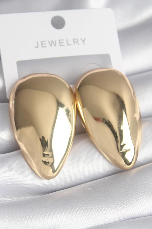 Pirinç Gold Renk Badem Model Kadın Küpe - Image 1