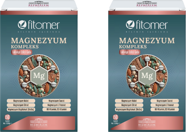 Fitomer Magnezyum P5P B6 Vitamin ve D Vitamini 60 Kapsül 2 Li Fırsat Seti - Image 1