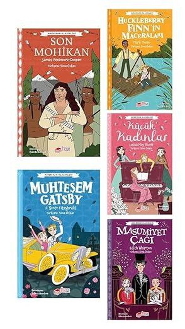 The Kitap Çocuklar İçin Amerikan Klasikleri 5 Kitap(Masumiyet Çağı-Küçük Kadınlar-Huckleberry Finn'İn Maceraları-Son Mohikan-Muhteşem Gatsby) - The Kitap - Image 1