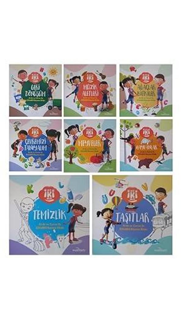 Burhan Yayınları Okul Öncesi Çocuklar İçin Etkinlikli Boyama Kitapları 8 Kitap-Arda Ve Ceren - Burhan Yayıncılık - Image 1