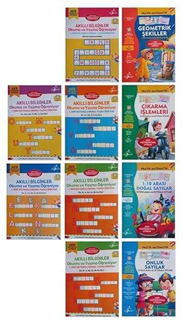 Çocuk Gezegeni Akıllı Bilginler 1.Sınıf Ses Temelli Okuma Yazma Öğretimi-Pratik Matematik 10 Kitap - Çocuk Gezegeni - Image 1