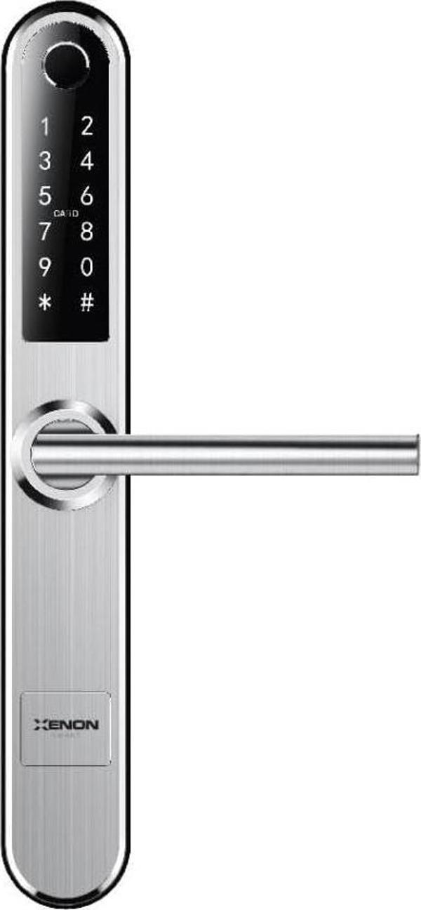 Xenon Smart X8057 Parmak İzi Dokunmatik Şifre Girişli Gümüş Akıllı Kapı Kilidi - Image 1