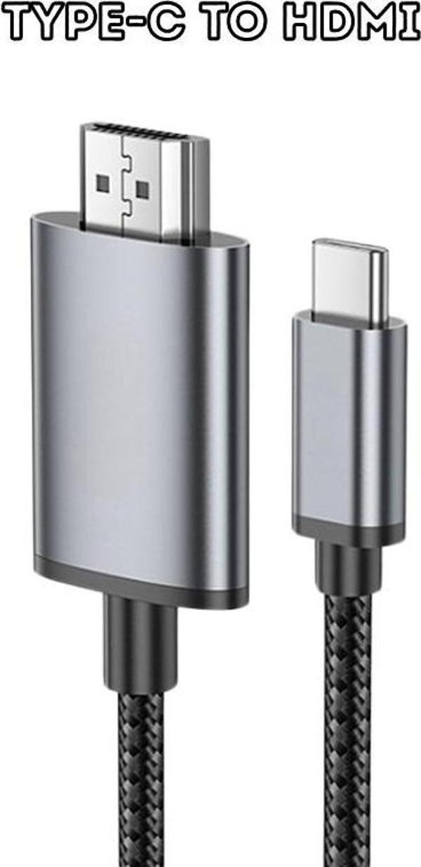 Type-C to HDMI HDTV Dönüştürücü Adaptör (4K 30Hz) 2 Metre - Samsung, iPhone Uyumluluğu, Yüksek Hızlı - Image 1