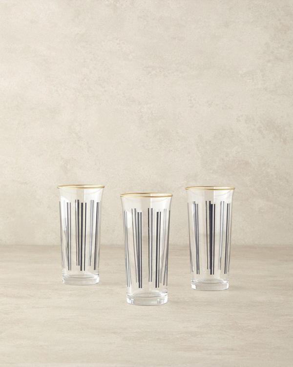 English Home Modern Line Cam 3'Lü Kahve Yanı Su Bardağı Siyah - Image 1