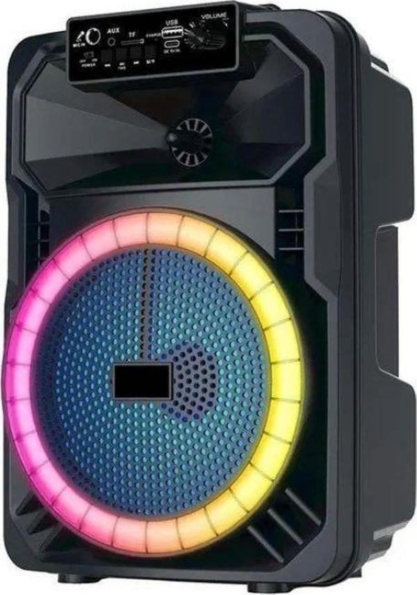 8 inç Taşınabilir Parti Hoparlörü | 10W USB Destekli Karaoke Speaker Süper Bass & Mikrofon Girişli - Image 1