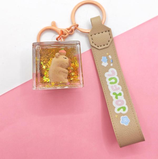 Capybara Anahtarlık Kapibara Sulu Pullu Küp Anahtarlık - Cupcake - Image 1