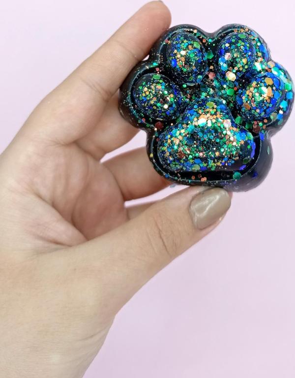 Küçük Pati Squishy Simli Kedi Pati Sıkma 7 cm Pati Sukuşi - Siyah - Image 1